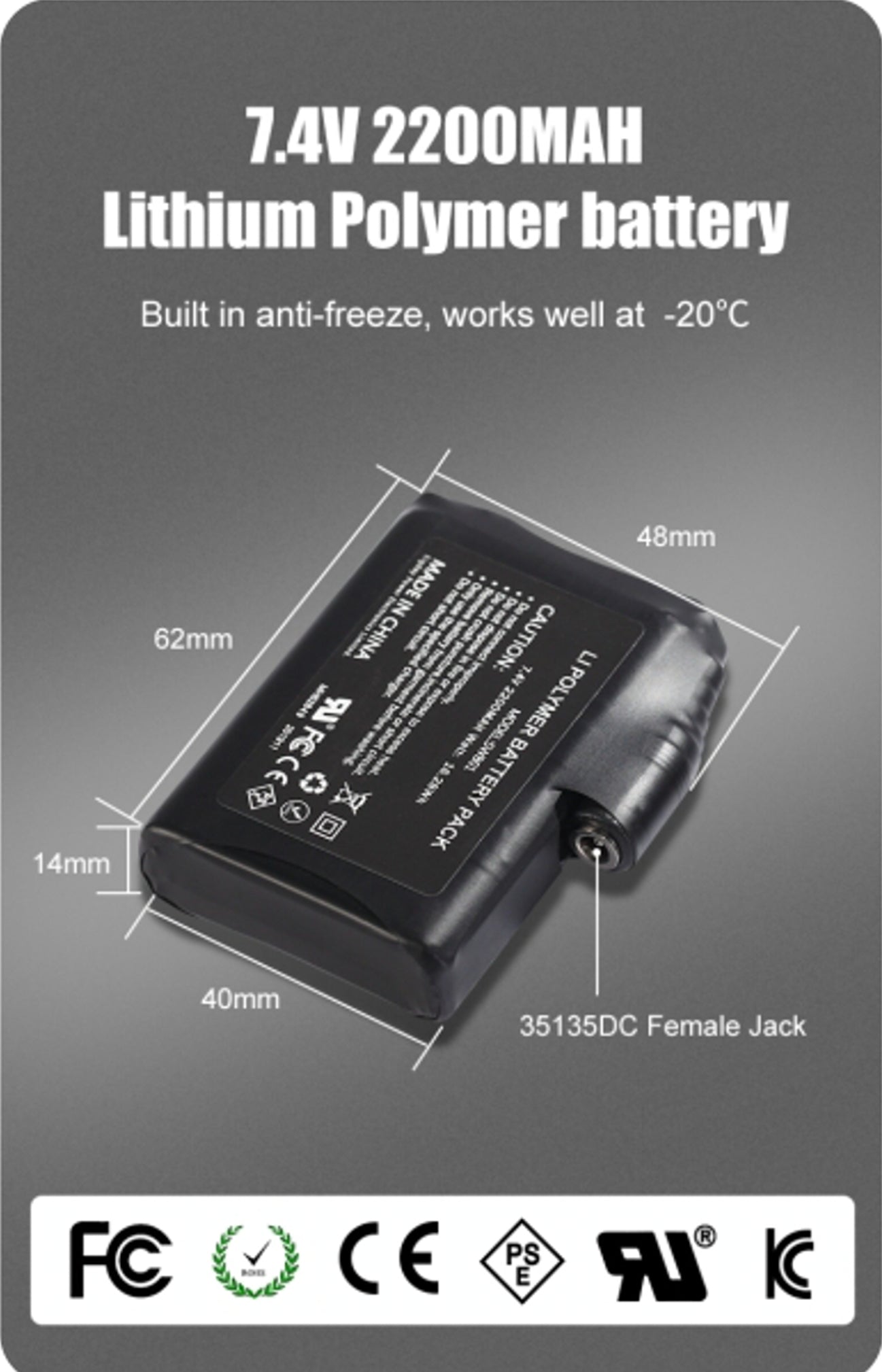Battery Pack For IcePro1, IcePro2 and IcePro3 Heated Gloves 2200mAh 7.2V - Icespheric