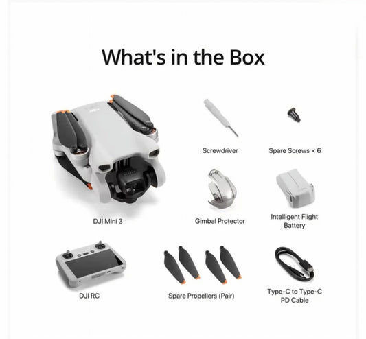 DJI Mini 3 Drone W/ RC Touchscreen + 128GB Samsung Micro SD card