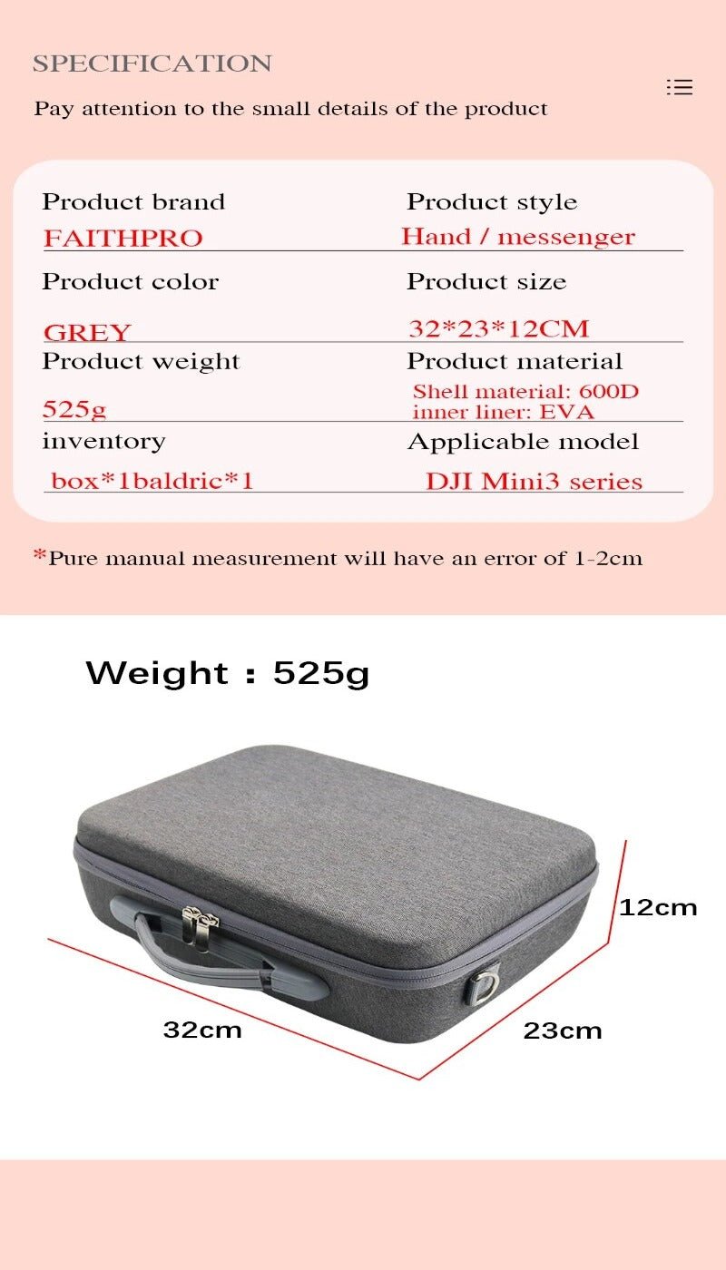 DJI Mini 3 Pro Waterproof Portable Case Bag Controller Battery Storage Box Shoulder Bag for Mini 3 Pro - Icespheric