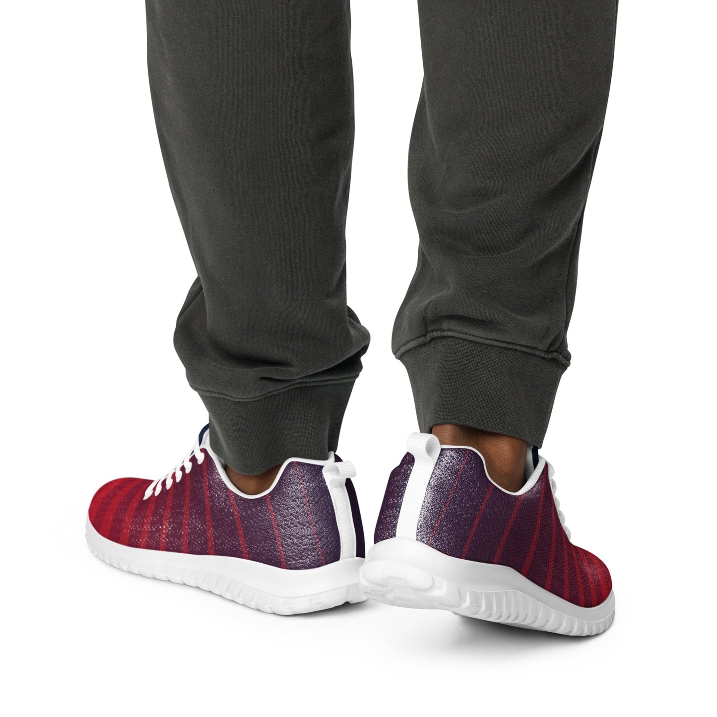 Men’s Athletic Shoes Red Blue Stripe Trainers