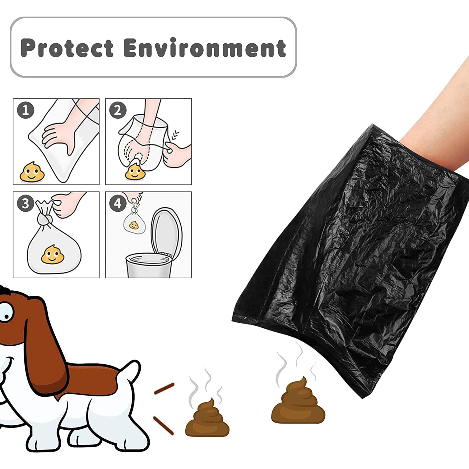 Pet Waste Bags + FREE Bone Dispenser - Black - Downtown Pet Supply