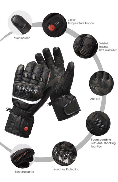 Icespheric IcePro MotoHeat Carbon Heated Motorcycle Gloves