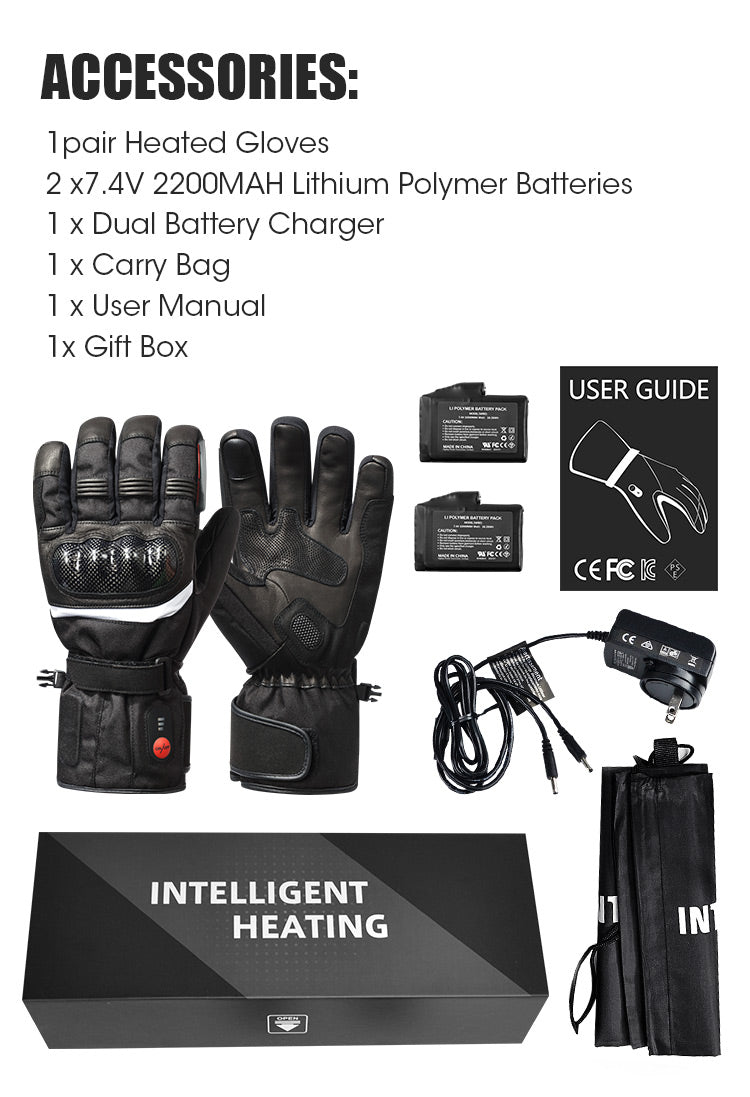 Icespheric IcePro MotoHeat Carbon Heated Motorcycle Gloves