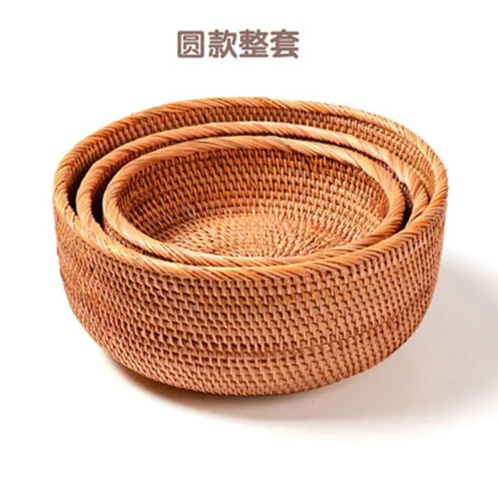 Handmade Vietnamese Wicker Candy Basket Set (3 Pieces) - Icespheric
