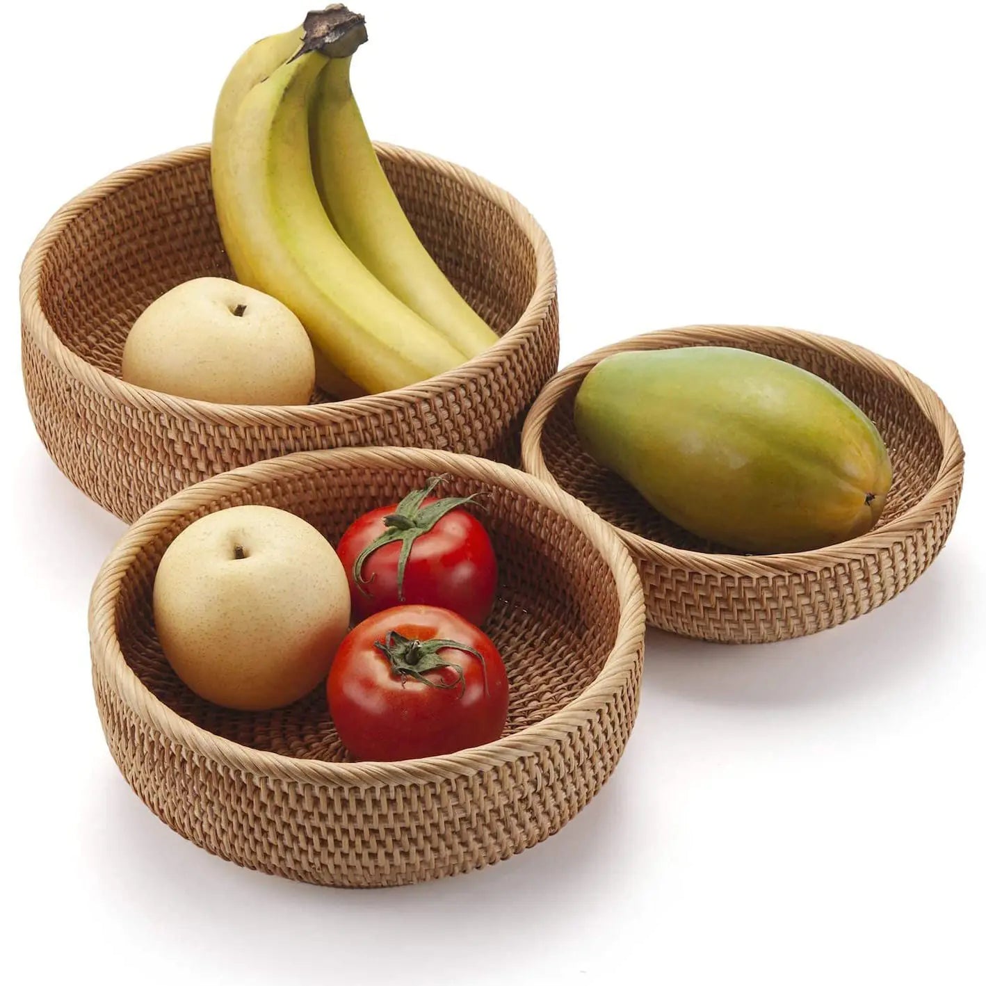 Handmade Vietnamese Wicker Candy Basket Set (3 Pieces) - Icespheric