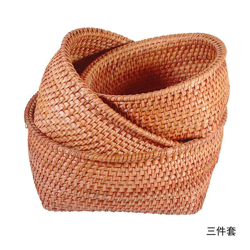 Handmade Vietnamese Wicker Candy Basket Set (3 Pieces) - Icespheric