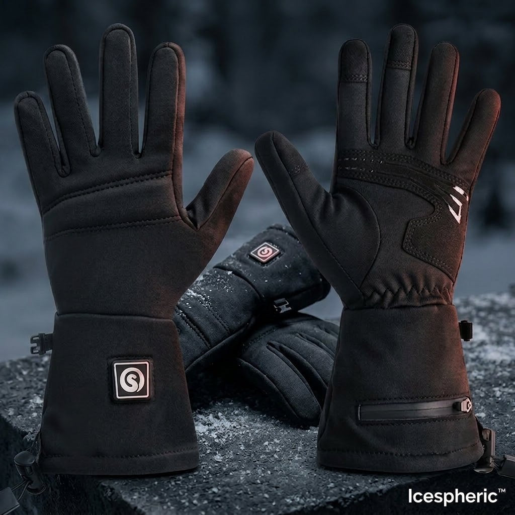 Icespheric™ IcePro Arctic Black Heavy-Duty Heated Gloves - Icespheric