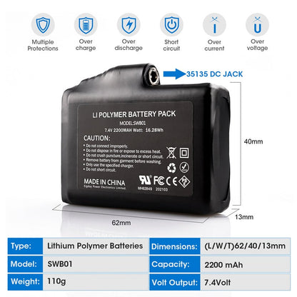 Battery Pack 2200mAh 7.2V for IcePro Gloves