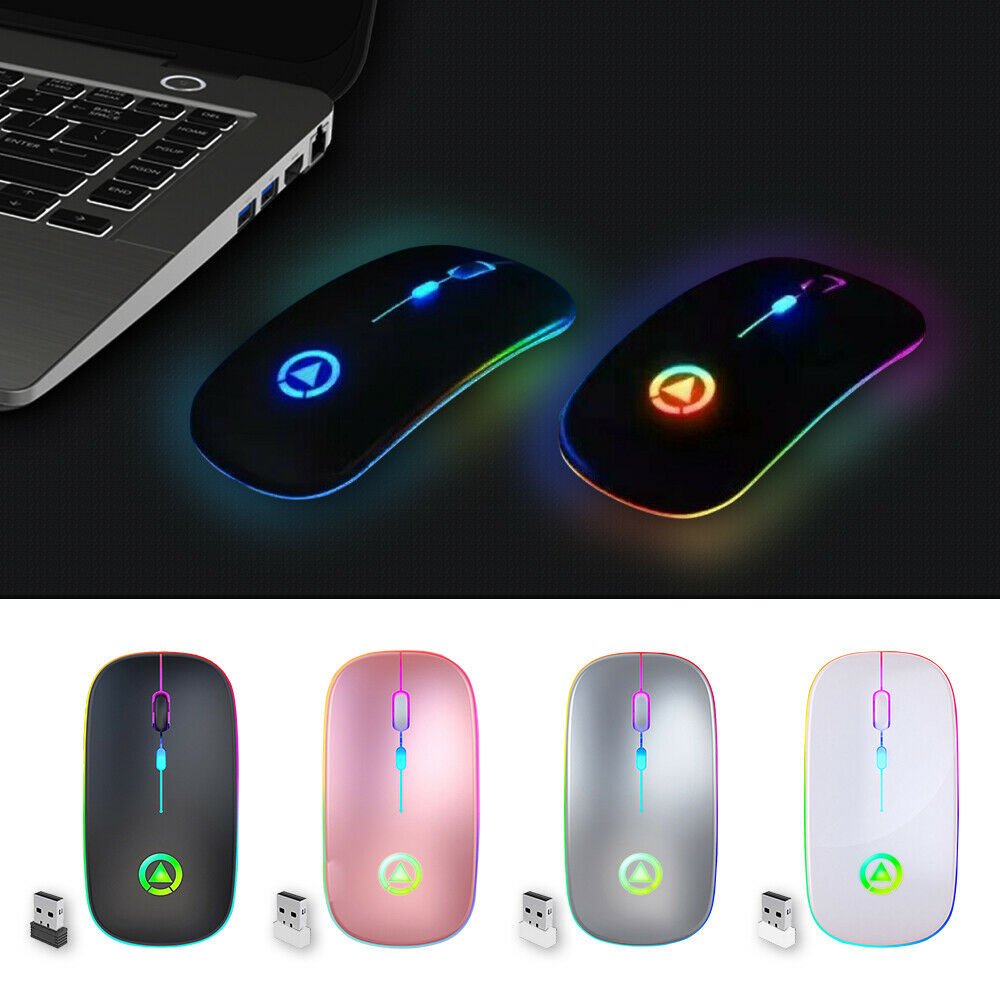 2.4GHz RGB Wireless USB Rechargeable PC Laptop Mouse