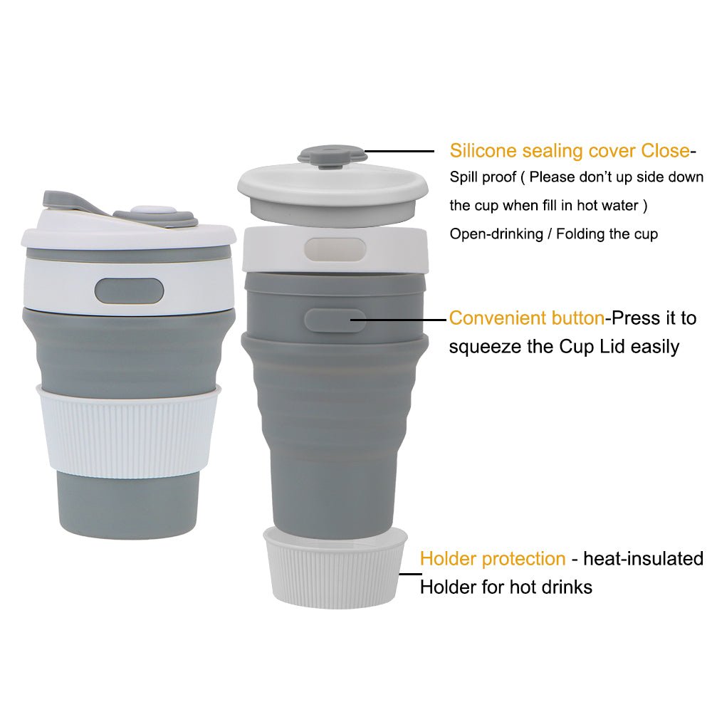 Collapsible Silicone Cup BPA Free, Leak-proof Compact Mug