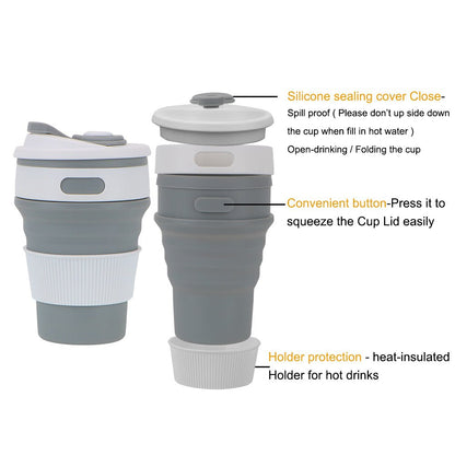 Collapsible Silicone Cup BPA Free, Leak-proof Compact Mug
