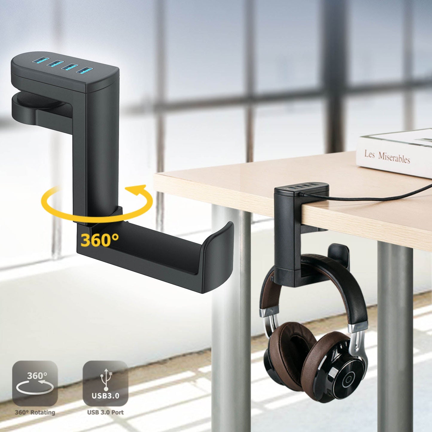 Headphone Holder Bracket Swivel Mounted Hook
