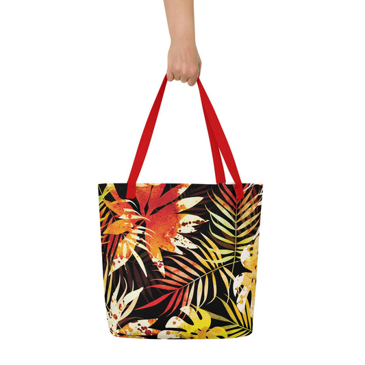 Icespheric Automn Fall All-Over Print Large Tote Bag with Pocket