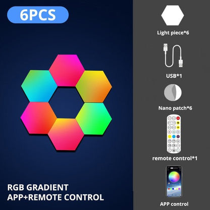 LED Honeycomb Wall Lights RGB Gaming Hexagon Panel Smart Modular Lamp