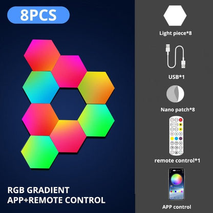 LED Honeycomb Wall Lights RGB Gaming Hexagon Panel Smart Modular Lamp