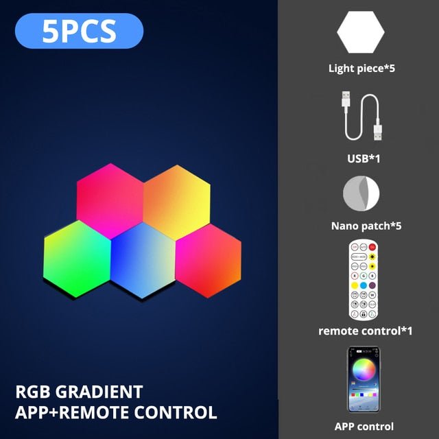 LED Honeycomb Wall Lights RGB Gaming Hexagon Panel Smart Modular Lamp