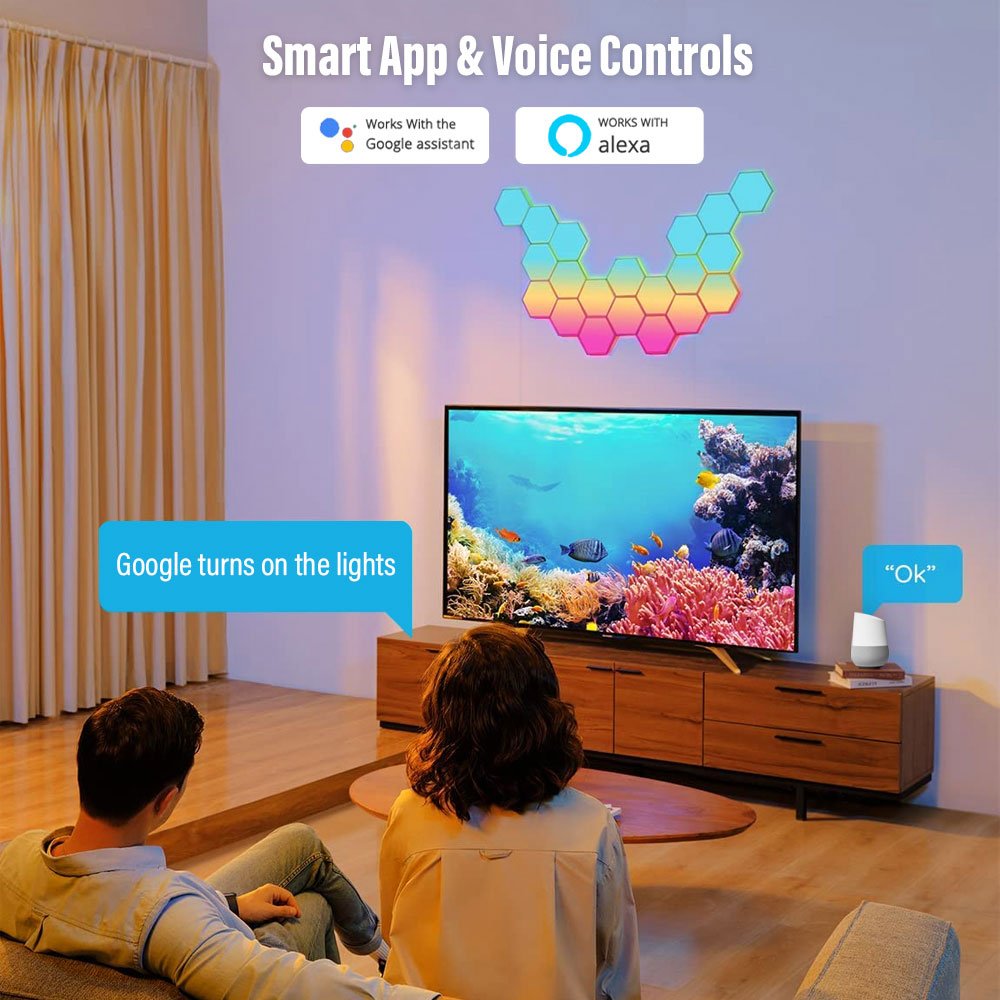 LED Honeycomb Wall Lights RGB Gaming Hexagon Panel Smart Modular Lamp