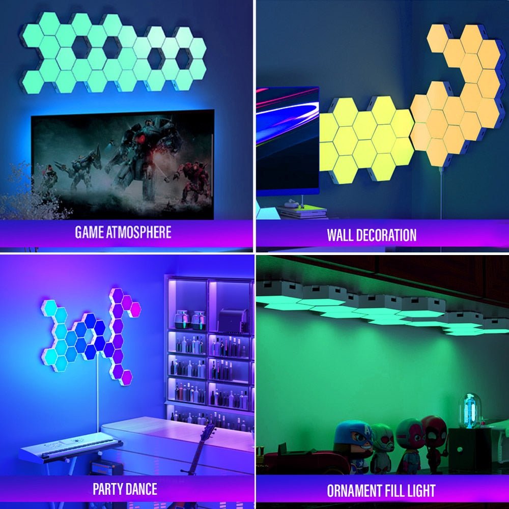 LED Honeycomb Wall Lights RGB Gaming Hexagon Panel Smart Modular Lamp