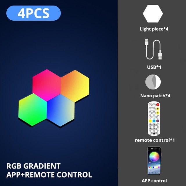 LED Honeycomb Wall Lights RGB Gaming Hexagon Panel Smart Modular Lamp
