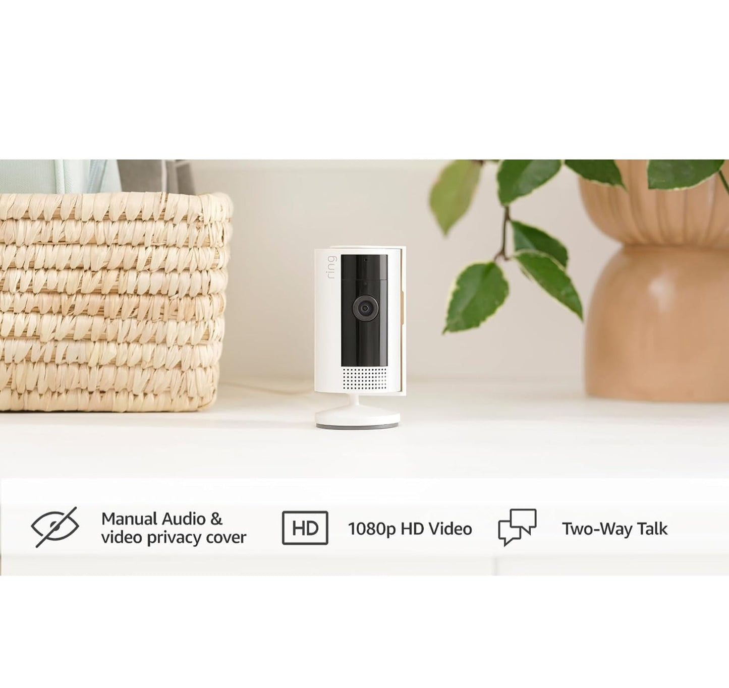 2nd Gen Ring Indoor Wi-Fi Camera FHD1080p W/Alexa | UK Plug | White | Black