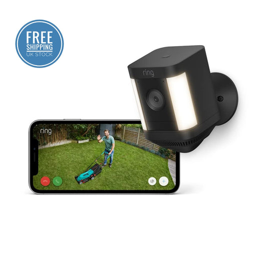 Ring Spotlight Cam Plus | Battery | Wireless | Outdoor Security Camera 1080p HD Video, Two-Way Talk, LED Spotlights, Siren - Icespheric