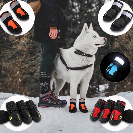 Weatherproof Reflective Dog Boots W/ Anti-Slip Rubber